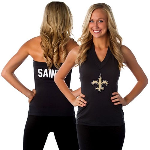 All Sport Couture New Orleans Saints Women's Blown Cover Halter Top - Black